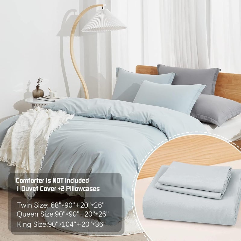 Dreaming Wapiti Duvet Cover King,Washed Microfiber Cornflower Blue King Size Duvet Cover Set,Solid Color - Soft and Breathable with Zipper Closure & Corner Ties (Cornflower Blue, King) - Image 2